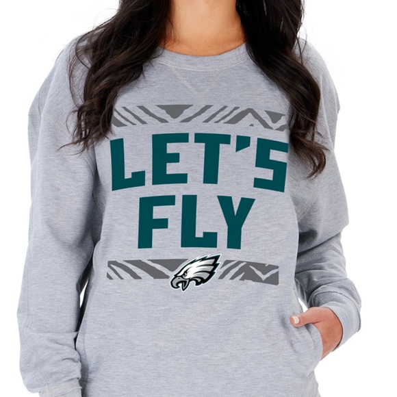 Zubaz NFL Women’s Philadelphia Eagles  Heather Gray Crewneck Sweatshirt Size L - Picture 4 of 5